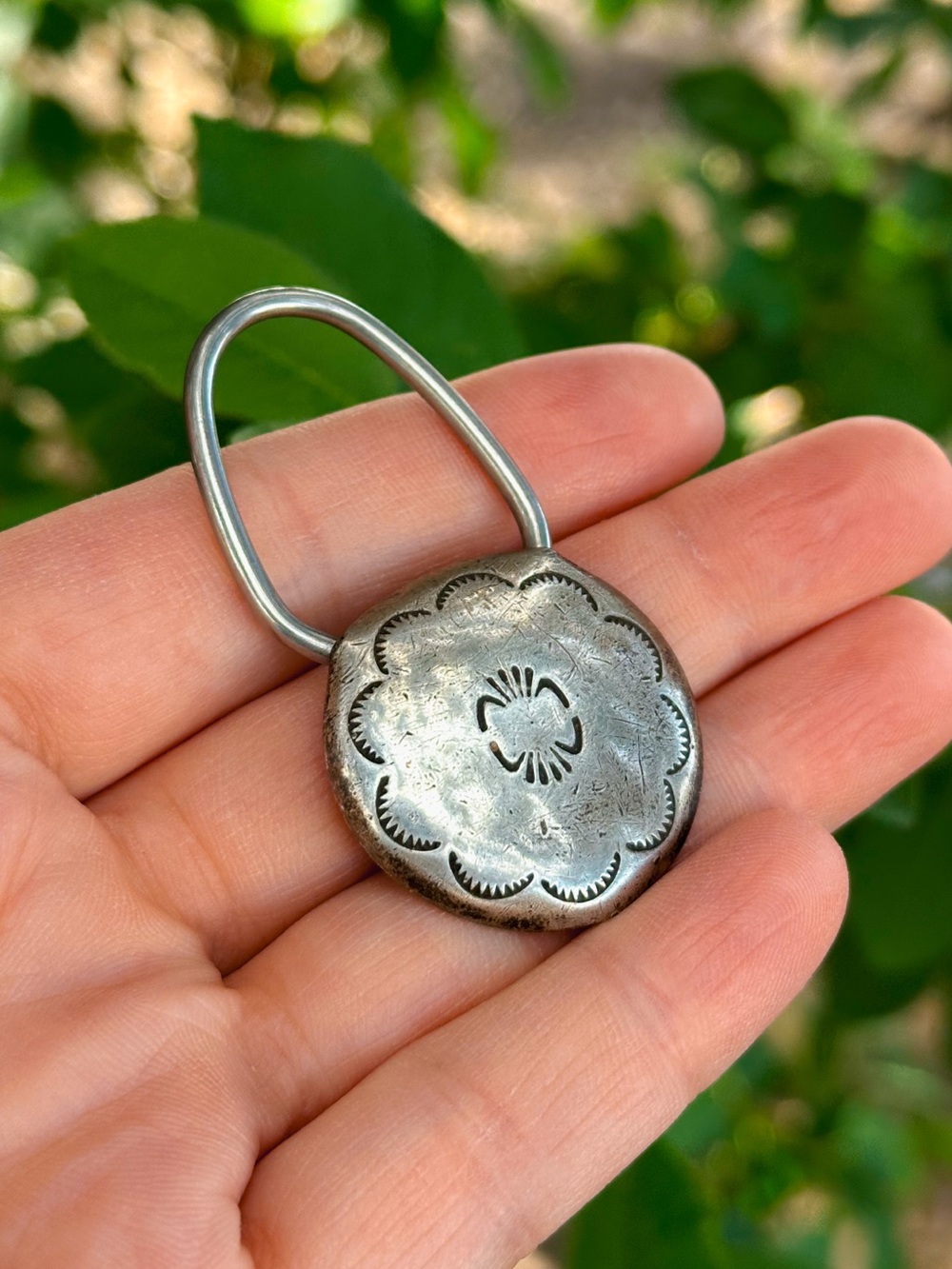 Vintage key ring silver stamped